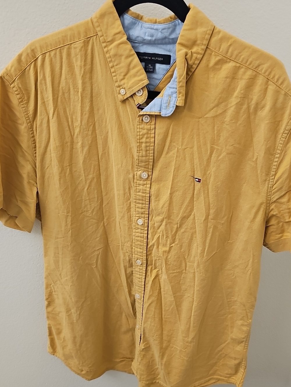 Tommy Hilfiger Mustard Yellow Short Sleeve Button-Down Shirt